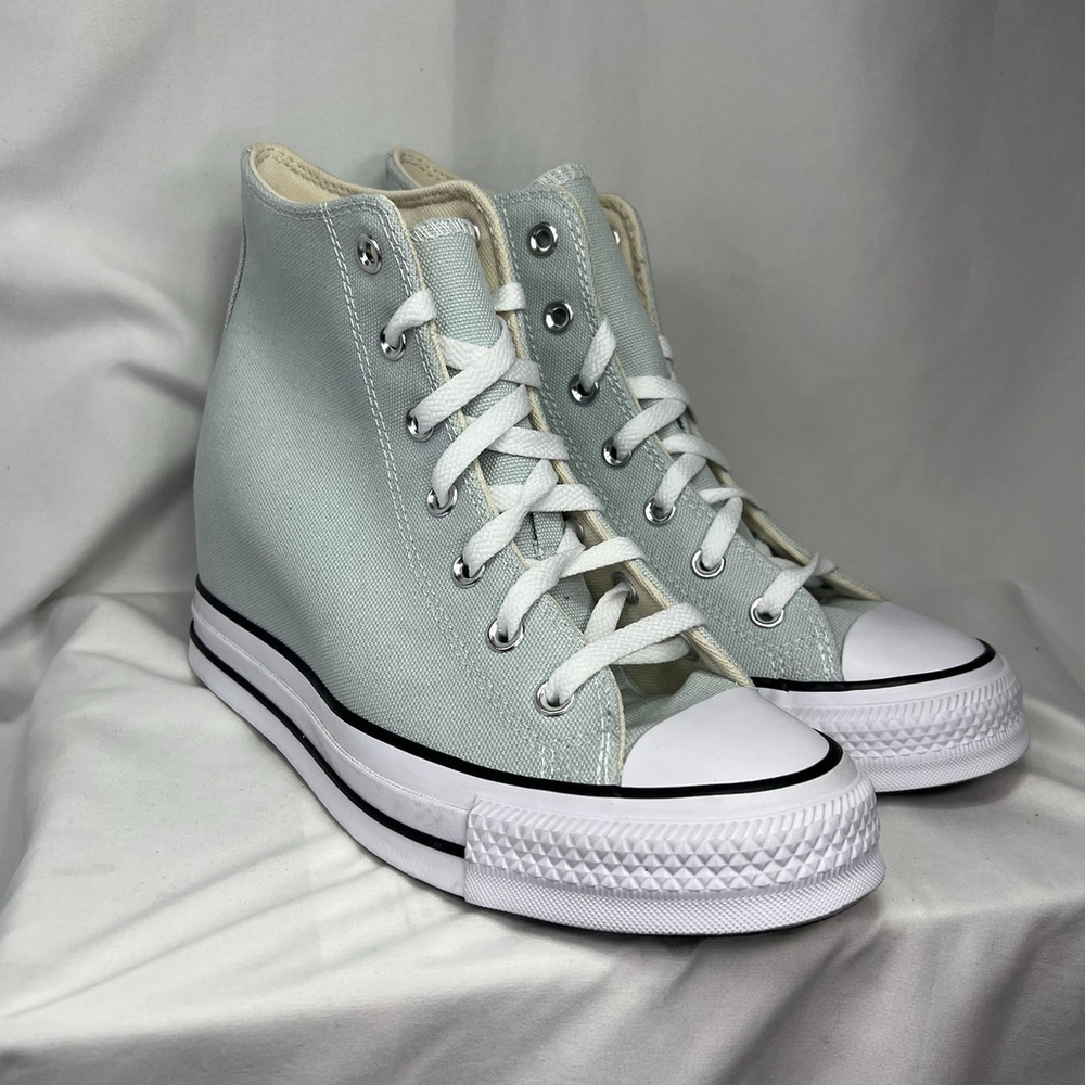 CONVERSE Women's Sz 9 .5 Chuck Taylor All Star Blue Hidden Wedge High Top Shoes’